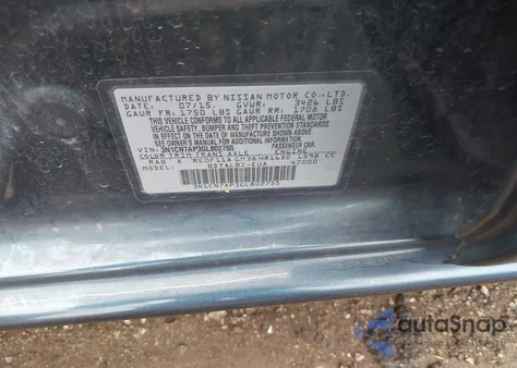 2016 Nissan Versa 1.6 S/1.6 S+/1.6 Sl/1.6 Sv z USA, uszkodzony, nr VIN 3N1CN7AP3GL802755